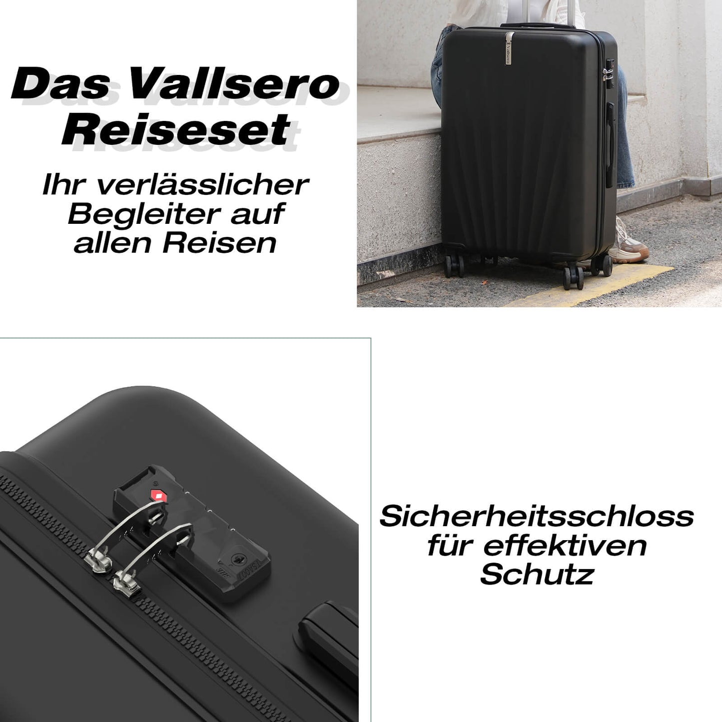 Vallsero LG3 Koffer Set 5-teilig(Schwarz)