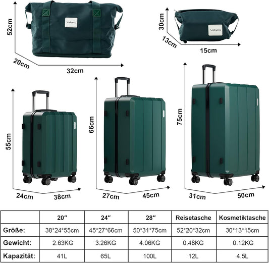 Vallsero LG1 Koffer Set,(Dunkelgrün)