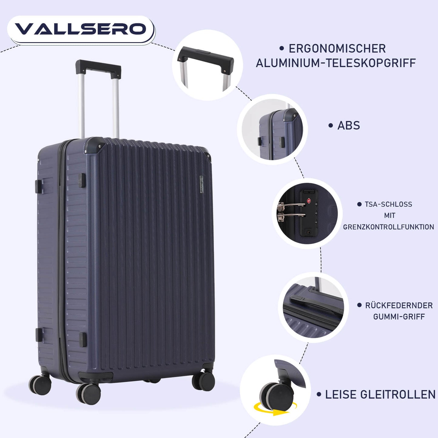 Vallsero LG2 Koffer Set (Dunkel Blau)