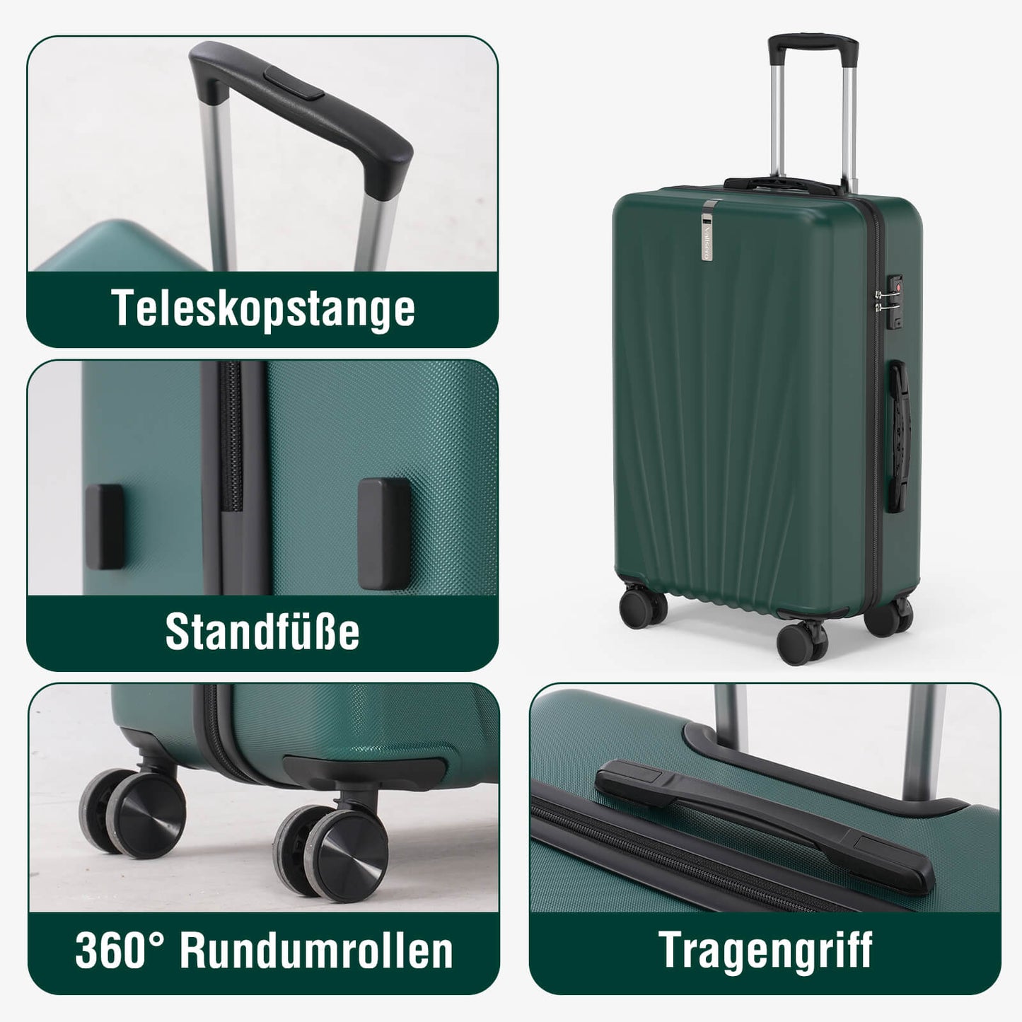 Vallsero LG3 Koffer Set 5-teilig(Dunkelgrün)