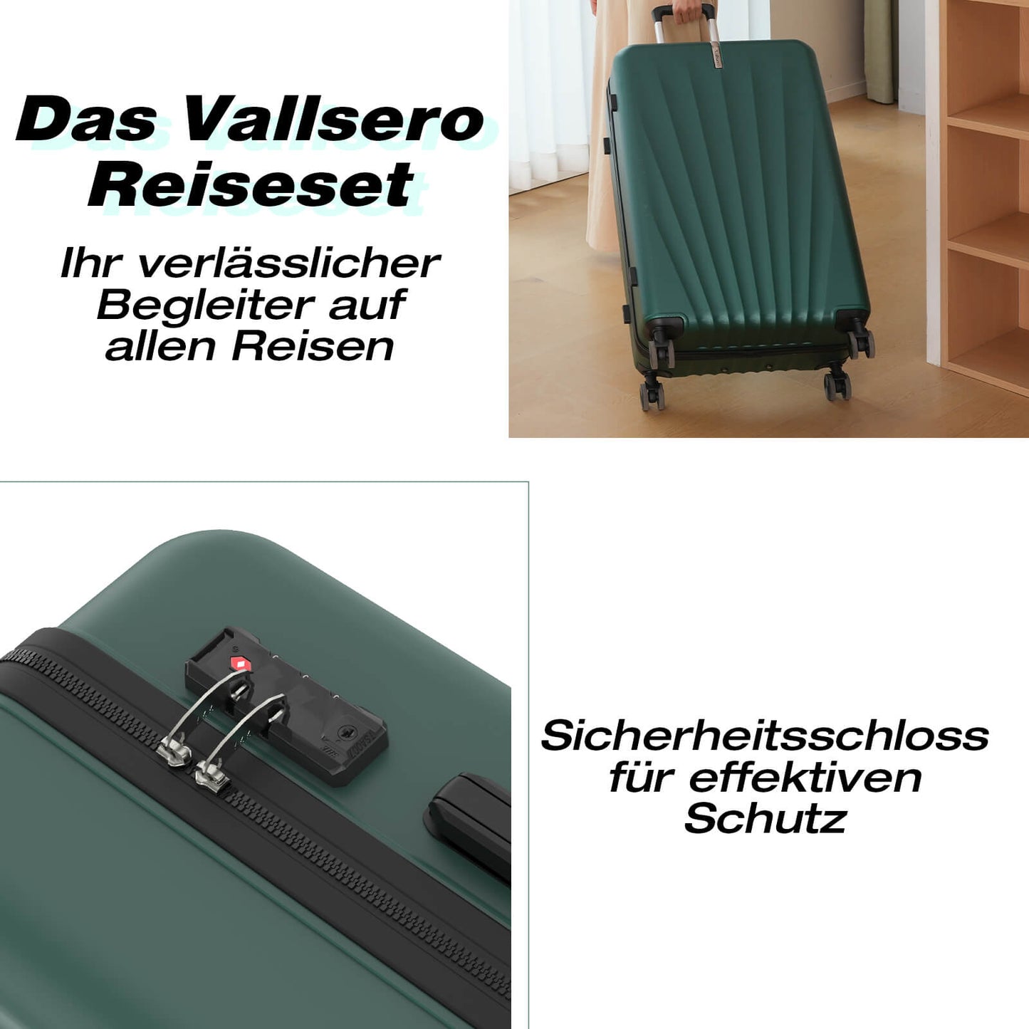 Vallsero LG3 Koffer Set 5-teilig(Dunkelgrün)