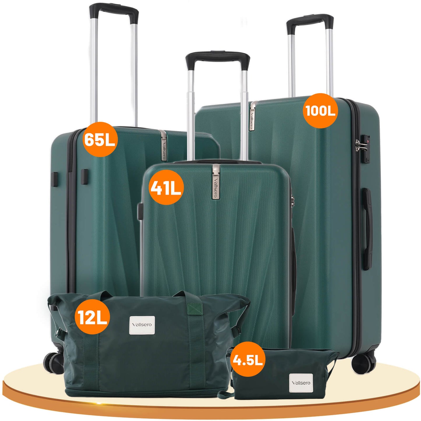 Vallsero LG3 Koffer Set 5-teilig(Dunkelgrün)